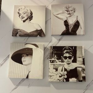 Audrey and Marilyn wall art canvases x4